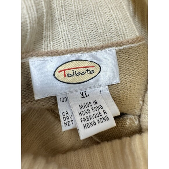 Talbots Lambswool Sweater Turtleneck Beige Cream Snowflake Medium XL - Picture 6 of 8